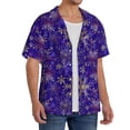 thumbnail image 2 of Wukai blue purple Snowflake Men's Casual Short-Sleeve Button Down Shirt,Cuban Shirts for Men,Mens Short Sleeve Dress Shirts-4X-Large, 2 of 5