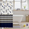 thumbnail image 3 of Manfei Cartoon Stars Print Shower Curtain 72Wx84L,Vintage Striped Bathroom Shower Curtain,White Navy, 3 of 5