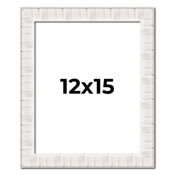 12x15 Frame White Sonoma Rustic Wood Picture Frame | 1.5 Inch Moulding Width | Complete with UV