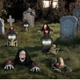 thumbnail image 2 of Yescom Pierre Tombale d'Halloween Animée de 15 Pouces et Demi-Squelette avec Coupe-Pierre Zombie de 6 Pouces, 2 of 9