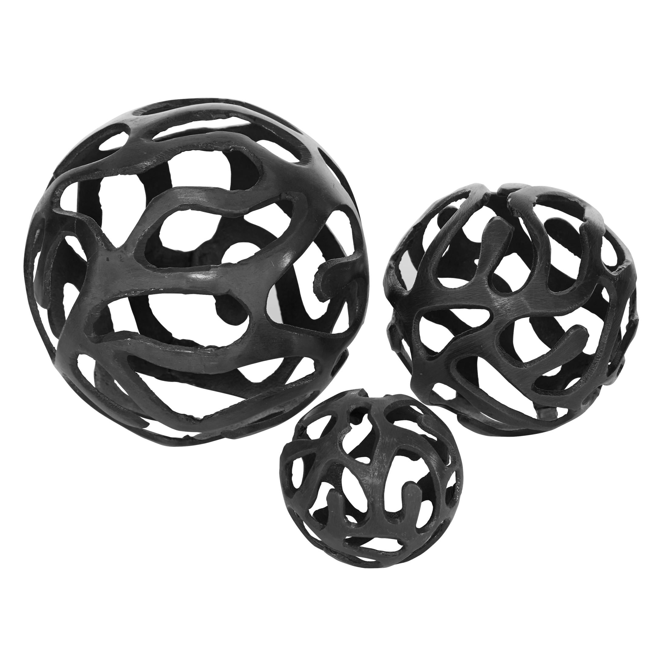 8", 6", 4"W Brass Aluminum Metal Geometric Sculpture, by DecMode (3 Count)