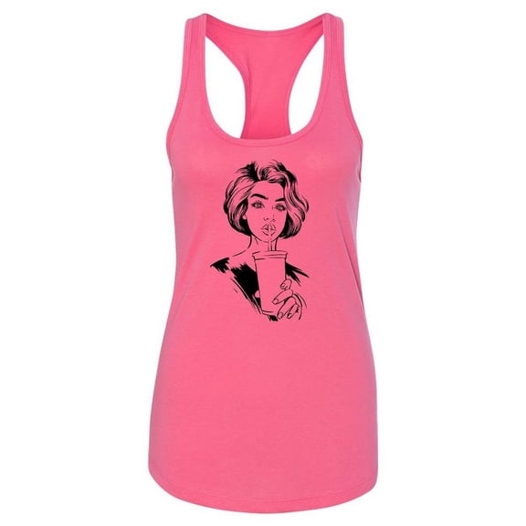 Young Woman With Coffee In Hand Tank Women -Image by Shutterstock, Female Large