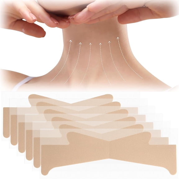 NOGIS 20 Pcs Neck Lifting Tape Invisible Neck Lift Behind Necks Tapes and Bands Tightening Strip for Lifting Sagging Skin & Jaw Lift (Beige, 20 Pcs)