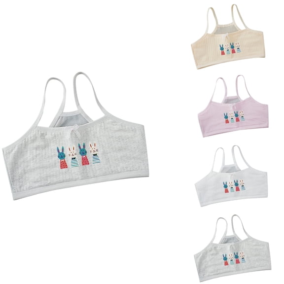 SHenli Girls Padded Training Bra, Cotton Crop Cami Bras with Adjustable Straps Wireless Light 10-16 Years