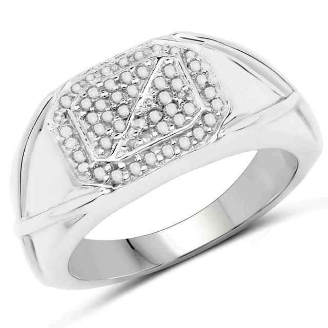 14K White Gold Plated 0.24 Carat Genuine White Diamond .925 Sterling Silver Ring QJ Model