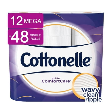 Cottonelle Ultra ComfortCare Toilet Paper, 12 Mega Rolls (= 48 Regular