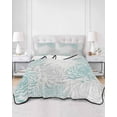 thumbnail image 3 of Aqua White Queen Size Down Alternative Comforter, Lightweight Comforter Quilt Bedding Set with Pillow Shams Abstract Grey Chrysanthemum Flower Floral All Seasons Bed Comforter Duvet Insert 90"x96", 3 of 7