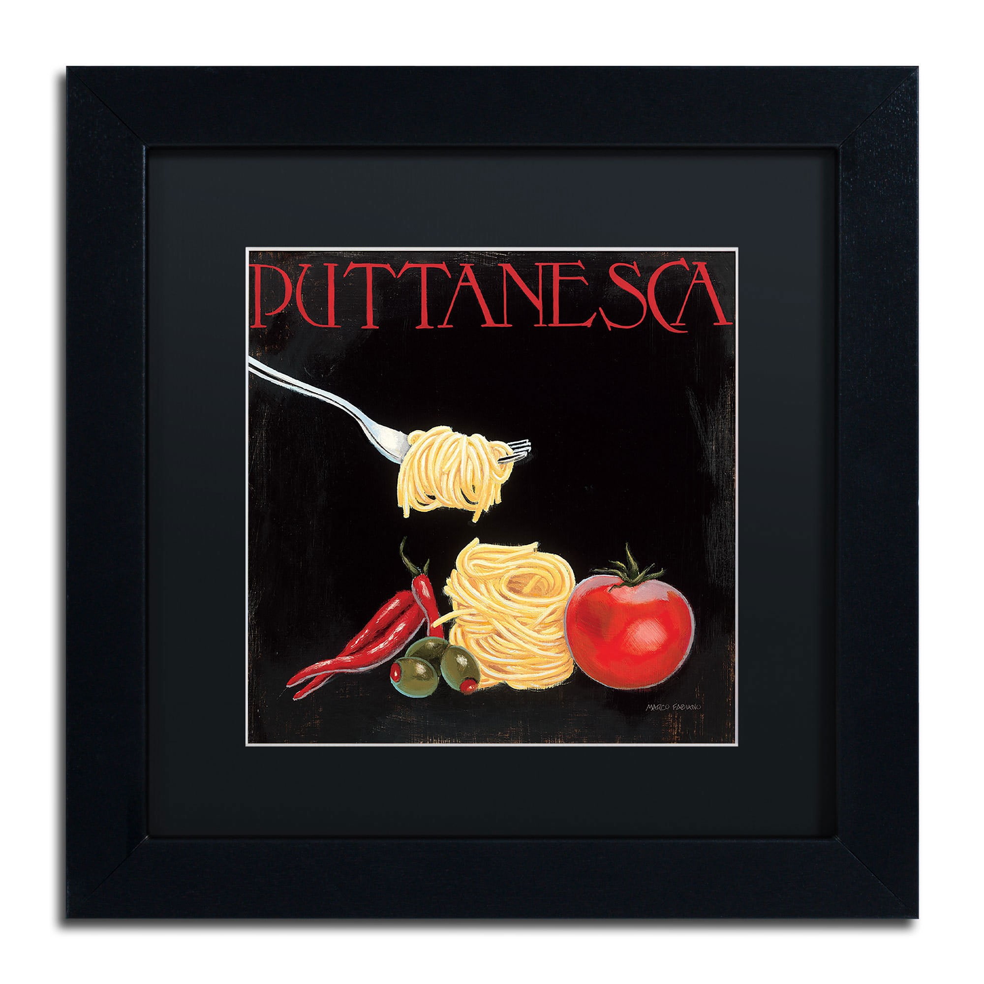 Trademark Fine Art "Italian Cuisine I" Canvas Art by Marco Fabiano Black Mat, Black Frame