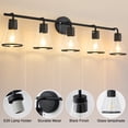 thumbnail image 2 of Deyidn Blck Bathroom Vanity Light Fixtures, 5 Light Bathroom Light Fixtures with Clear Glass Shade, 2 of 6