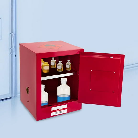 Liquid Safety Cabinet 4 Gallons Flammable Red Hazardous Storage Cabinet