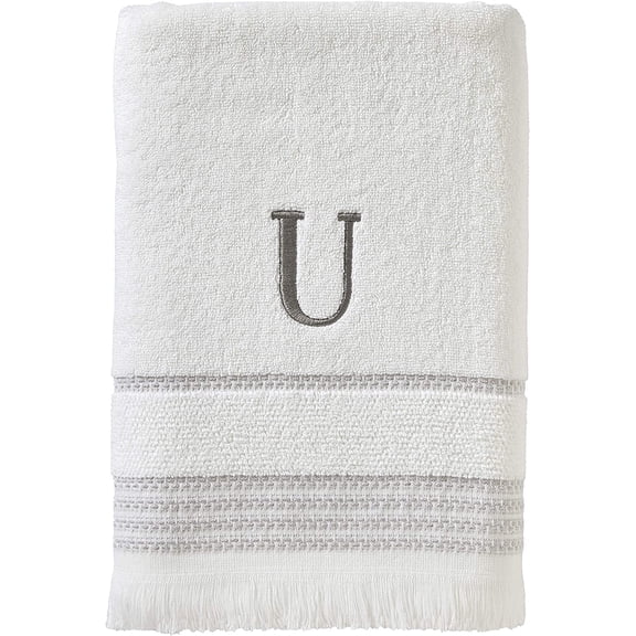 FYSGDF-Casual Monogram Bath Towel, U, 28x54, White