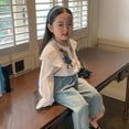 thumbnail image 3 of Baozhu Children Girl Clothes Embroidered Cartoon Big Lapel Shirt Autumn Spring White Black Shirt Korean Casual Girl's Shirt Blouse, 3 of 5