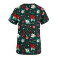 thumbnail image 5 of Joau Christmas Scrubs for Women, Santa Snowman Reindeer Print Scrubs Tops Workwear Short Sleeve V Neck Nurse Shirt Working Uniforms Medical Scrubs with Pockets, 5 of 5