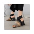 thumbnail image 5 of Frontwalk Ladies Heeled Sandals Summer High Heels Chunky Heel Dress Sandal Party Cross-Strap Pumps Women Ankle Strap Brown 10, 5 of 6