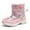 Pink, variant on Glisme Girls Snow Boots Winter Thick And Warm Cotton Shoes Waterproof Anti Slip Snow Boots Cozy Blue Boots Size 3.5-4 Years