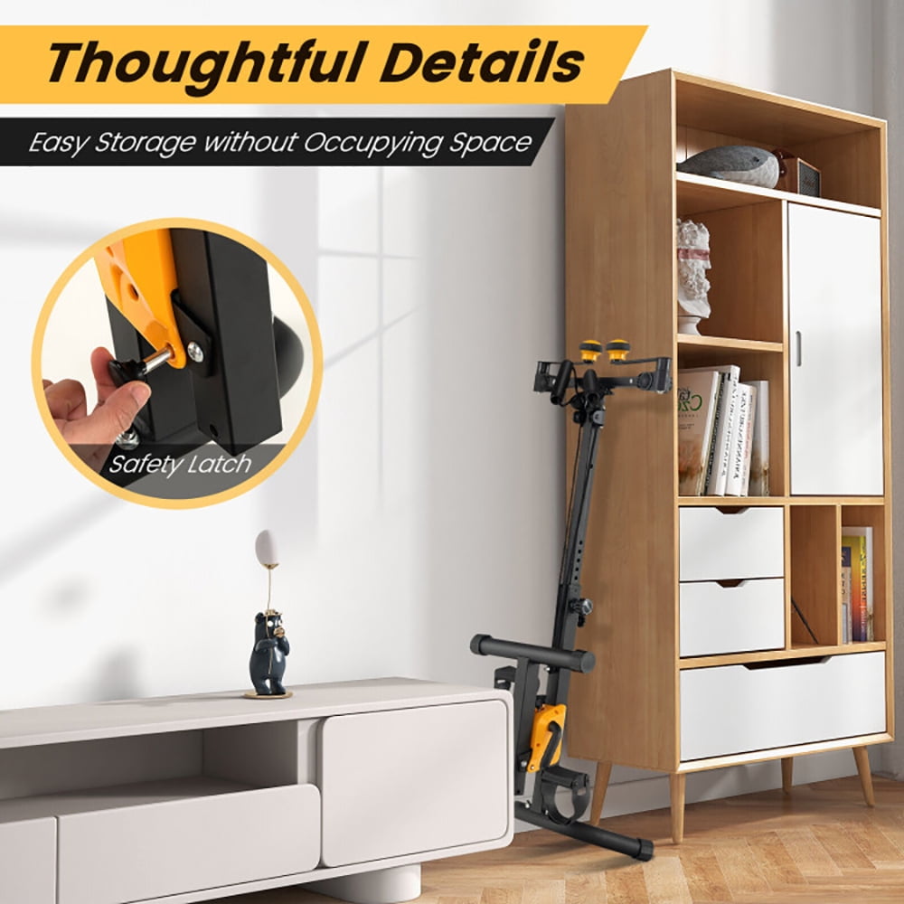 Demifill Folding Pedal Exercise Bike with Adjustable Resistance, Mltifunctional Pedal Exercise with 4 Exercise Modes, Workout & Strength Training for Home Gym, Yellow
