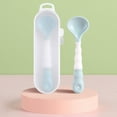 thumbnail image 3 of Binwennn Baby Bendable Silicone Spoon Feeding Training Spoon Tableware Self Feeding Learning Spoon For round Table Place Mats Plaid Fabric Charger Dinner Mats Hard Doilies for Tables Teal round Small, 3 of 7