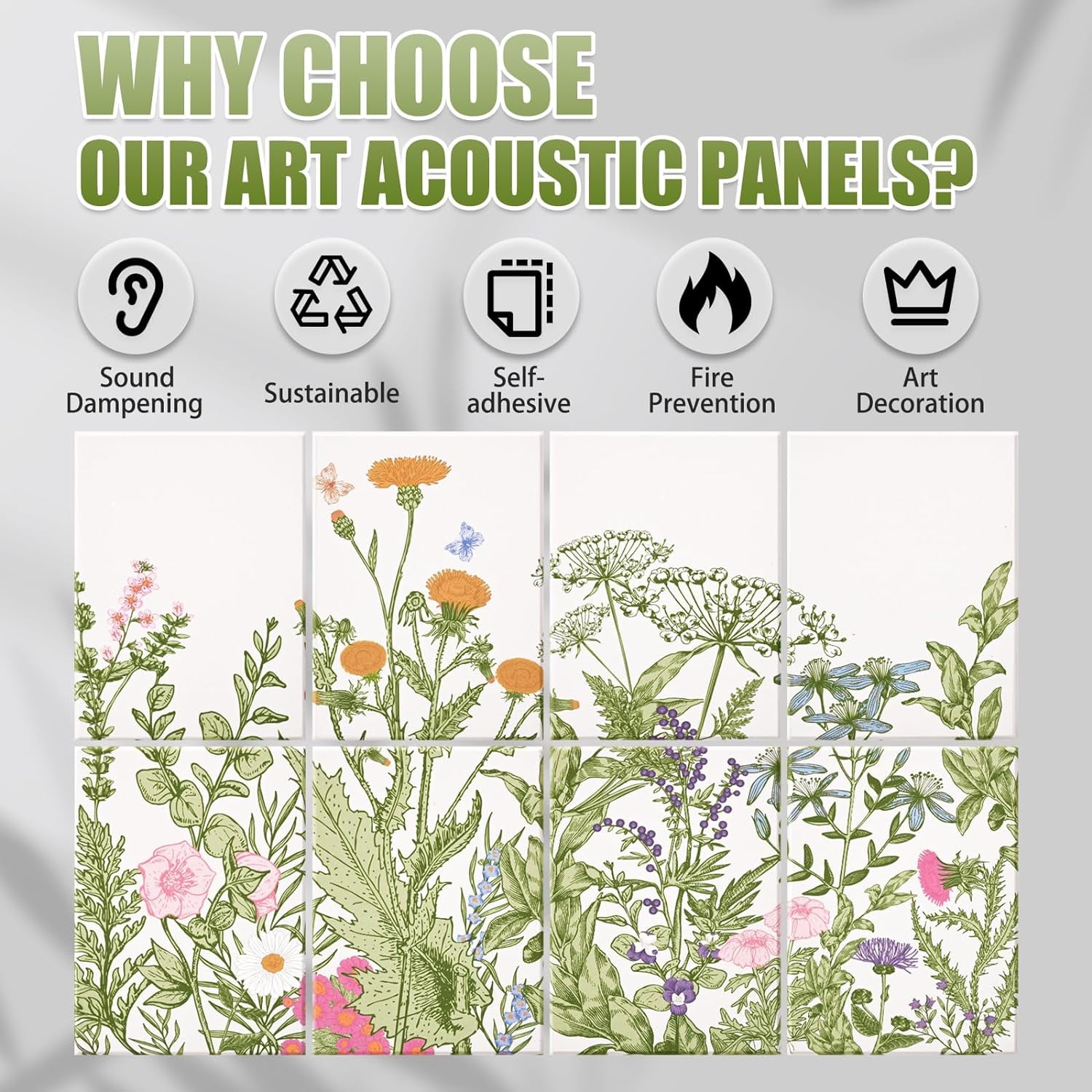 DAZLUTE Soundproof Panels Acoustic Wall Panels , Art Sound Absorbing Panels, Flowers Acoustical Wall Panel, Decorative Sound Absorbing Panels for Home & Office(48 X 32 Inches)