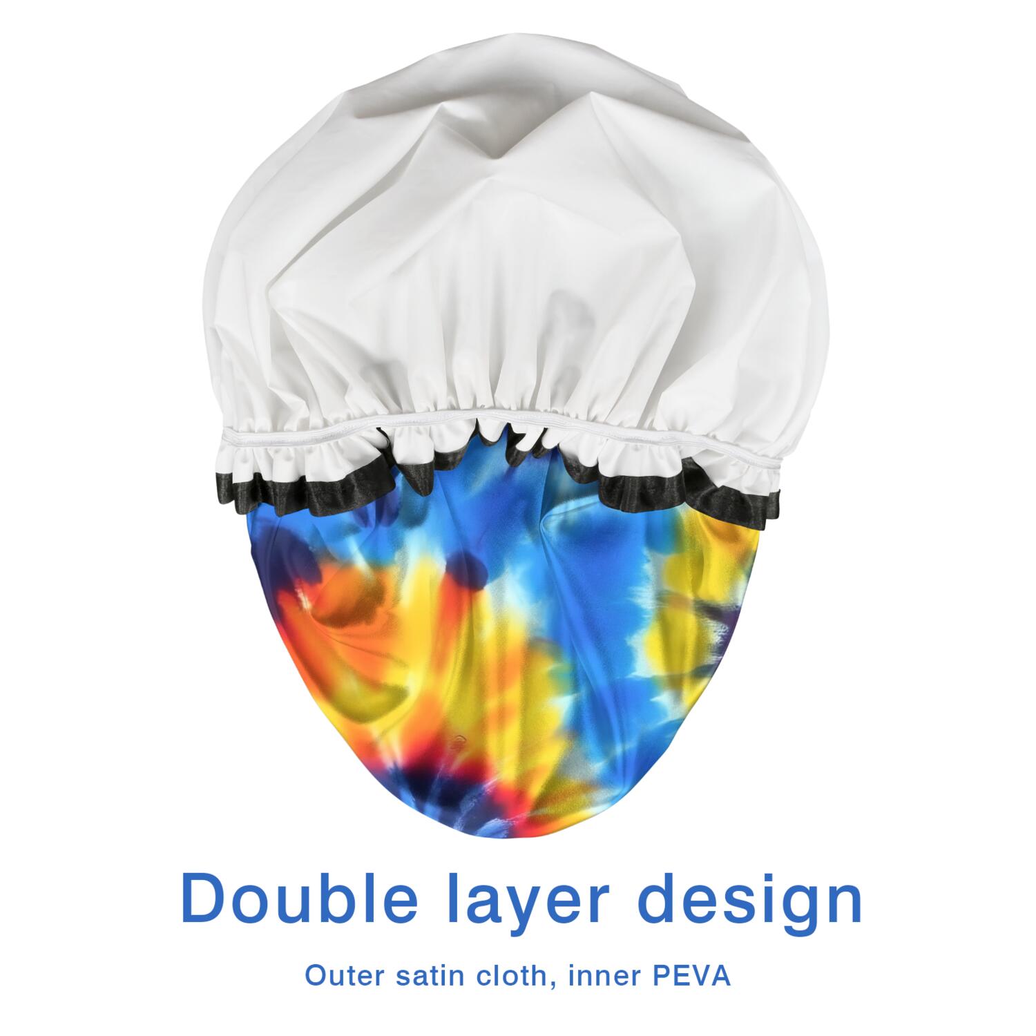 Shower Caps,Colorful Tie Dye Spiral Pattern Waterproof Shower Cap for Women 4 Pieces,Double Reusable Hair Cover for Shower PEVA Elastic Stretch Hem