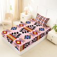thumbnail image 4 of jejeloiu Boho Aztec Twin Sheets For Girls,Tribal Geometric Bedding,Pink,3 Pieces,1 Fitted Sheet and 1 Pillowcase, 4 of 6