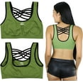 thumbnail image 6 of ToBeInStyle Women's 3Pk Seamless Sports Bra with Strappy Back - Pla - S/M, 6 of 7