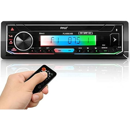 Pyle Marine Stereo Receiver Power Amplifier  Single DIN  30 Preset Memory Stations  LCD W/ Remote