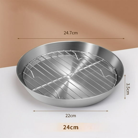 BCLONG Round Baking Pan Roast Turkey Tray with Cooling Rack for Kitchen BBQ Cake
