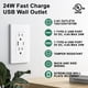 thumbnail image 2 of Enchufe de pared USB BRILLTECH 4,8 A/24 W 15 A con certificación UL, blanco, paquete de 1 paquete, 2 of 7