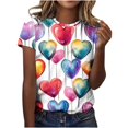 thumbnail image 2 of QIPOPIQ T-Shirts Vintage pour Femmes Mode Décontractée Col Rond Manches Courtes T-Shirt Imprimé Top Liquidation, 2 of 5