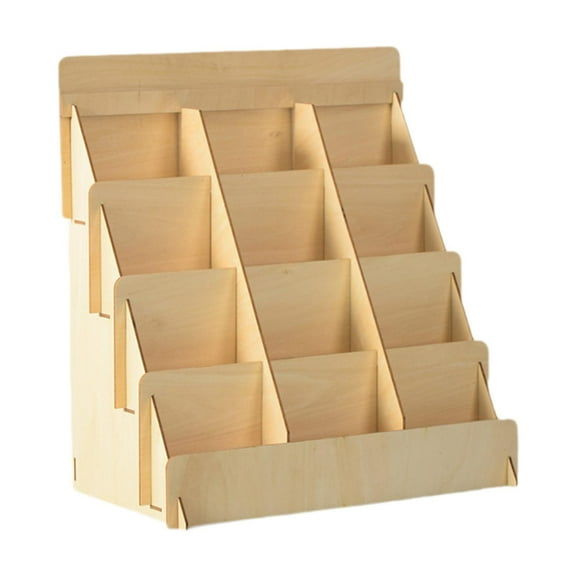Greeting Card Stand Wooden Tiered Organizer Holder Spacious Four Levels for Craft Shows Retail Counters
