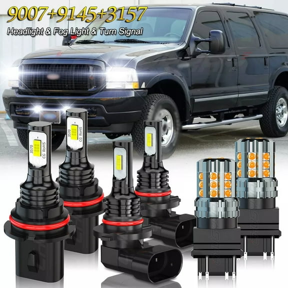 LED Headlight Dual Beam Turn Signal Lamp Fog Light Bulbs Kit 6Pcs - for Ford Excursion 2001-2004