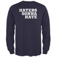thumbnail image 1 of Haters Gonna Hate Navy Adult Long Sleeve T-Shirt, 1 of 1