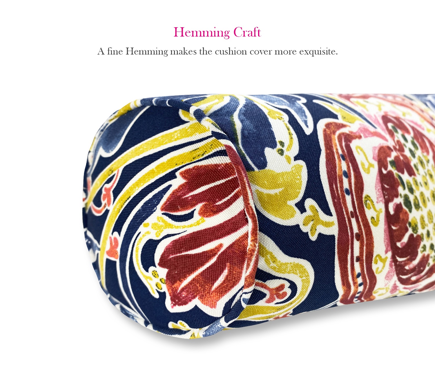 FBTS Prime 2 Pcs 20x6 inch Round Navy Blue Paisley Indoor Outdoor Bolster Pillows with Inserts