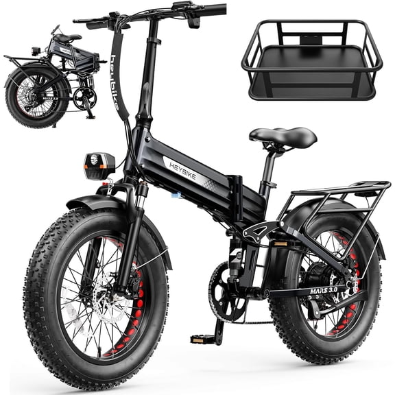 Heybike Mars 3.0 Electric Bike for Adults, 1400W Peak Motor Foldable Ebike with 48V 13AH Removable Battery, 20" Fat Tire Electric Bicycles, Up to 30 MPH & NFC Unlock, UL2849