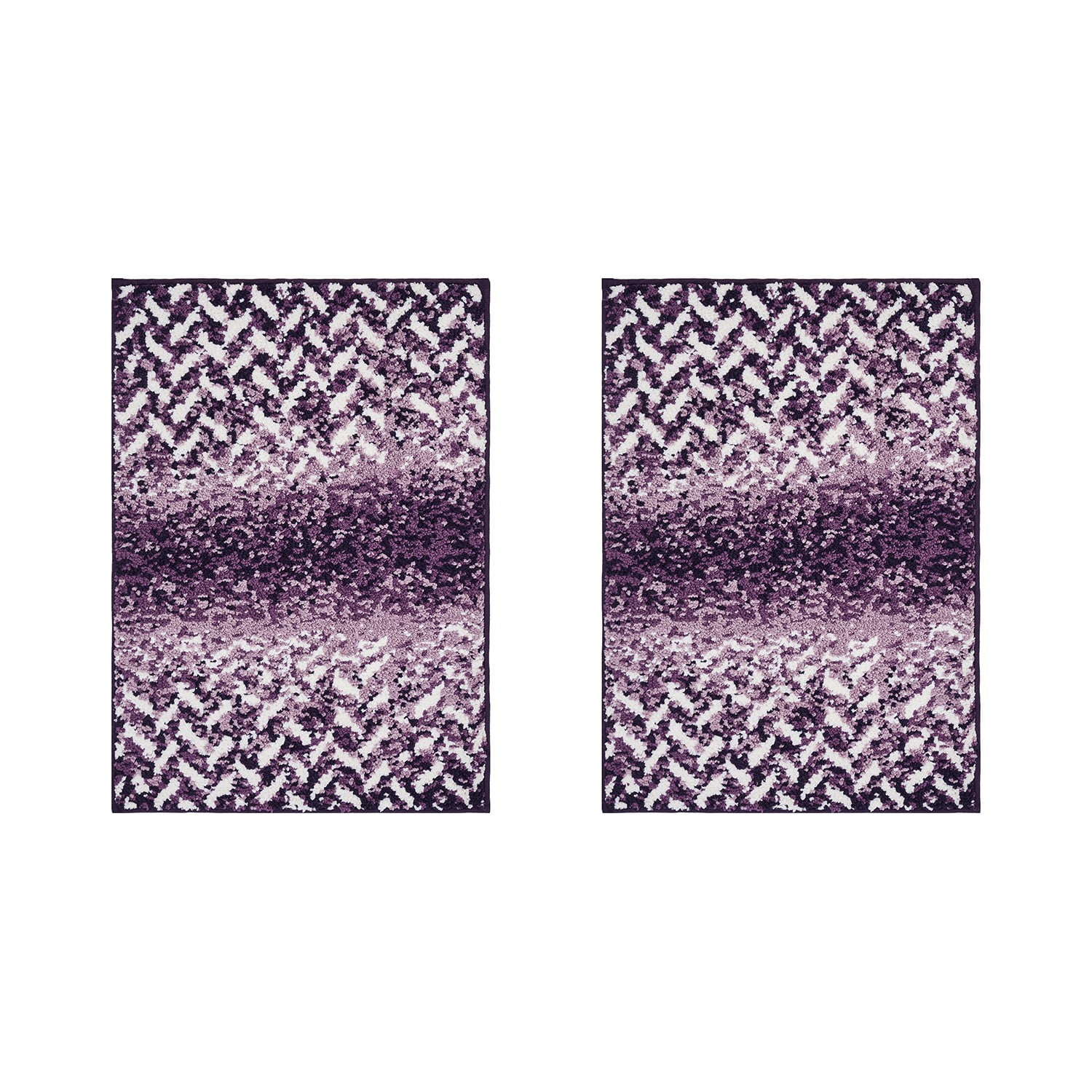 Better Trends Bath Rug Set 2 Piece Bath Mat Non Slip Micro Polyester Bathroom Floor Set, Shower, Tub, Casablanca Collection – (Purple)