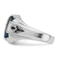 thumbnail image 3 of Auriga Fine Jewelry 14k White Gold Men's Antiqued and Imitation Blue Spinel Masonic Ring Size 10, 3 of 6