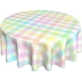 thumbnail image 1 of Easter Buffalo Plaid Check Tablecloth Round 60 Inch Colorful Checked Gingham Decorative Table Cloth Washable Wrinkle Stain-Resistant Polyester Spring Holiday Farmhouse Table Cover For Party Dinner, 1 of 5