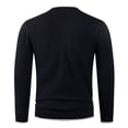 thumbnail image 4 of RXMEKW Elastic Knit Sweater For Men Solid Color Round-Neck Long Sleeve Pullover For Casual Wear Polyester Black L, 4 of 4