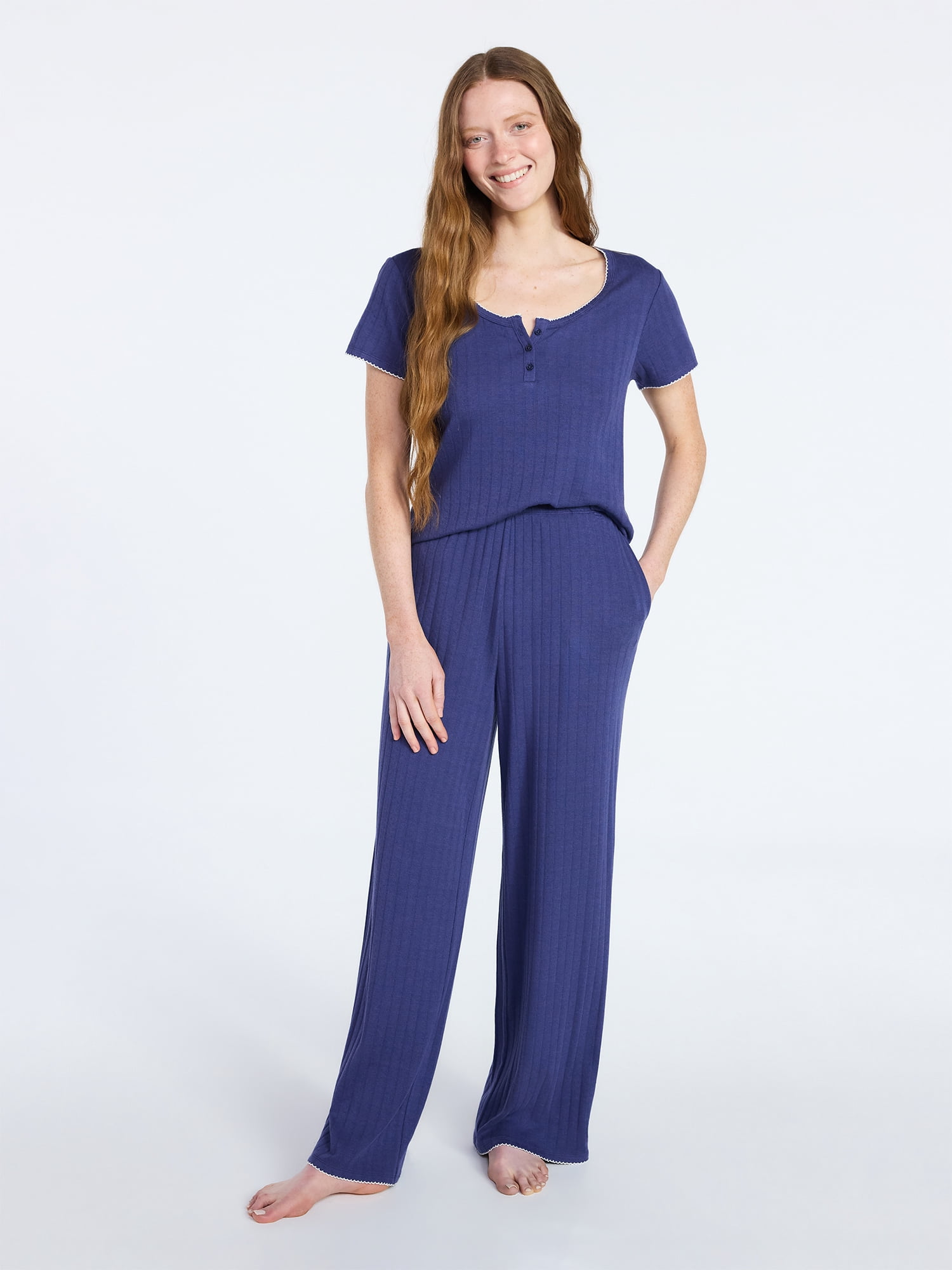 Joyspun Women’s Pointelle Knit Sleepwear Pants, 30'' Inseam, Sizes XS-3X