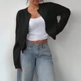 thumbnail image 5 of Delayuji Women's Button Down Cardigan Sweater Long Sleeve Crewneck Crop Cardigan Sweater Cute Knit Cardigan Sweater Coat, 5 of 5