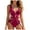 Red, variant on vigerkar Women's One Piece Swimsuit Plunging Neck Bathing Suit Wide Straps Ruched Back Hook (Black, S)