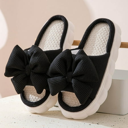 

Xysaqa Women Slippers Bedroom Slippers Women Mens Womens Couple Shoes Flat Plush Non-Slip Home Shoes Linen Comfort Platform Slippers Women Slippers for Home on Clearance