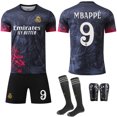 thumbnail image 1 of 2425 Real Madrid Dragon Pattern Special Commemorative Edition Black and Red New Font No. 9 Mbappe 7 Vinicius 5 Bellingham No. 9 with socks + protective gear classic football jersey setXL, 1 of 2