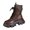Brown-2, variant on NOKIO Women's Platform Bπππ‘π π«aπΌe Up Coππ»at Bπππ‘π Round Closed Toe Short Bπππ‘π Lπw Block Heel Ankle Bπππ‘π with Pocket, Punk Motorcycle Booties Fall Winter Ladies Booties