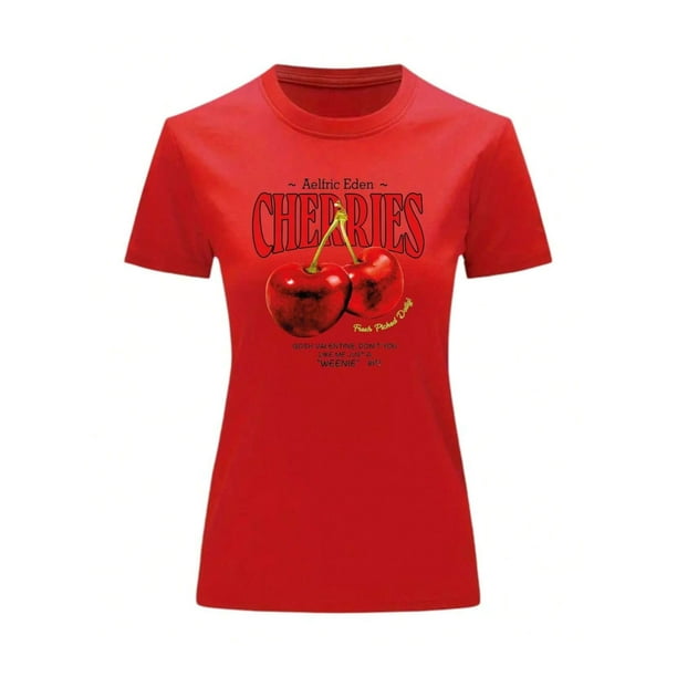 Playera Blusa de Cerezas Aelfric Eden Cherries Color Rojo Talla Grande Marca Emil SaEs