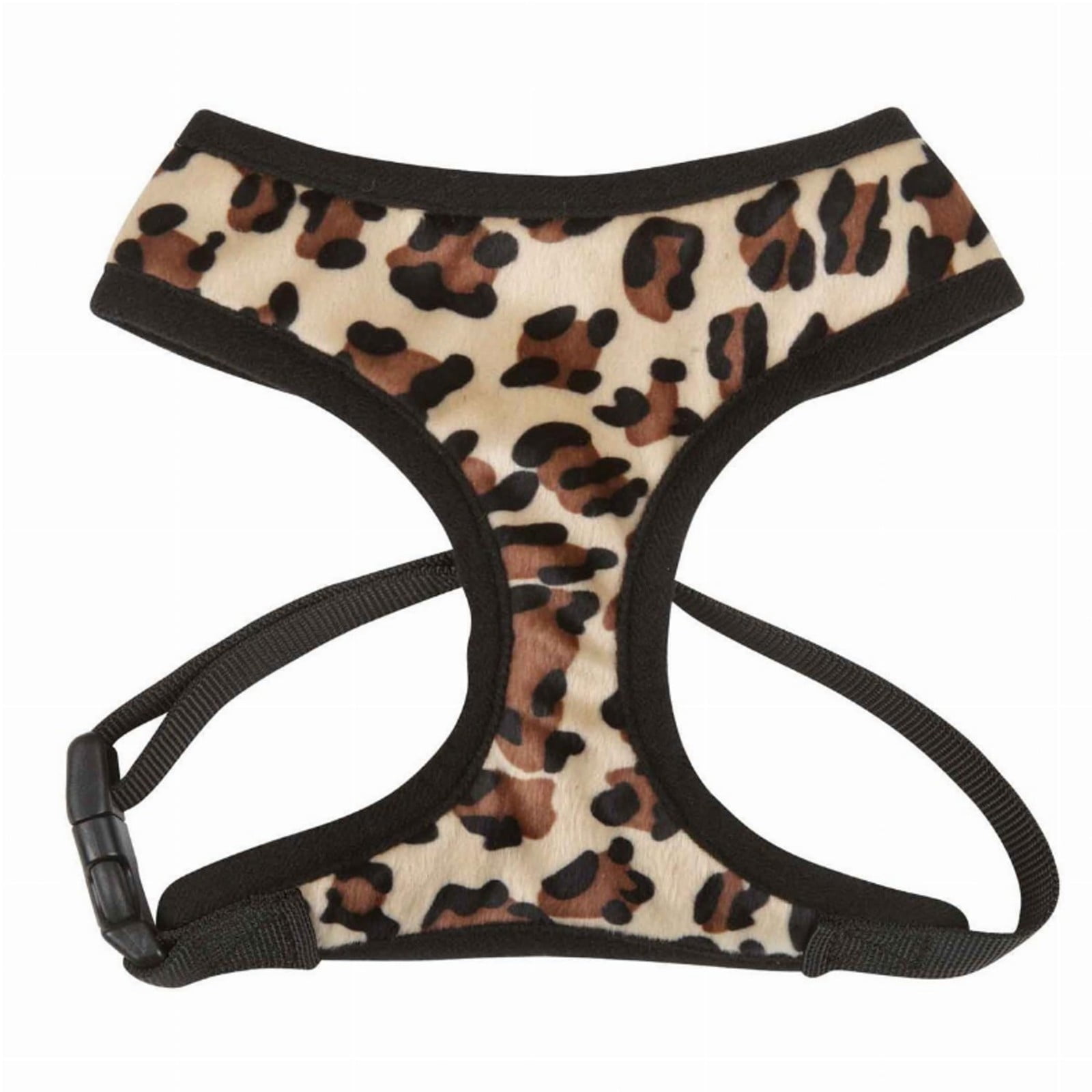 Small Breed Dog Harness Cheetah or Zebra Plush Adjustable Chest Strap and D Ring (Cheetah - Medium)