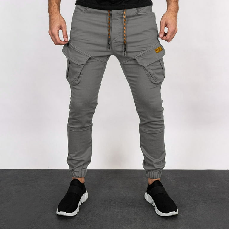 YUHAOTIN Joggers for Men Slim Fit Male Fashion Casual Solid Color