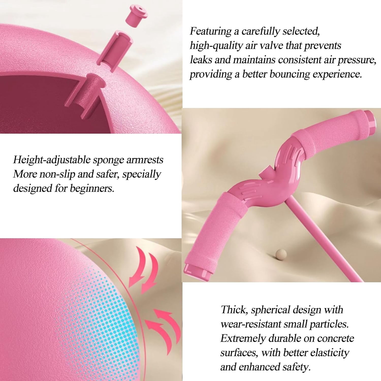 Balance Jumping Ball, Jump Balance Ball with Durable Handle and Pump, Supports Core Strength and Coordination, Fun Exercise for Kids and Adults at Home, Parks