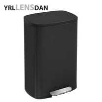 YRLLENSDAN Large Kitchen Trash Can with Lid 13 Gallon Step Trash Can with Foot Pedal Step On Trash Can Odor Control Bathroom Trash Can Stainless Steel Garbage Can for Kitchen,Black