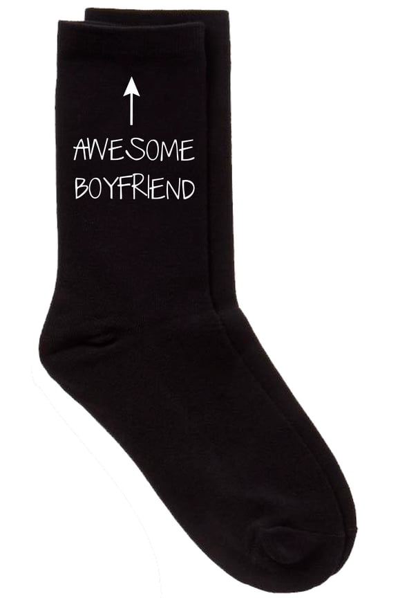 Awesome Boyfriend Black Calf Socks Fathers Day Birthday Christmas Present Valentines